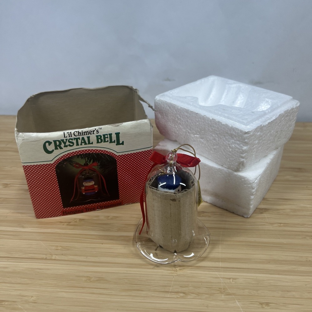 Vintage Li'l Chimers Crystal Bell Christmas Ornament w/ Box